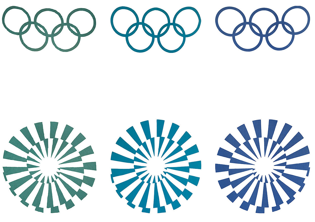Details aus Original-Fahnen der Olympischen Spiele 1972