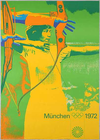Sportplakat „Bogenschießen“ für die Olympischen Spiele 1972 von Otl Aicher