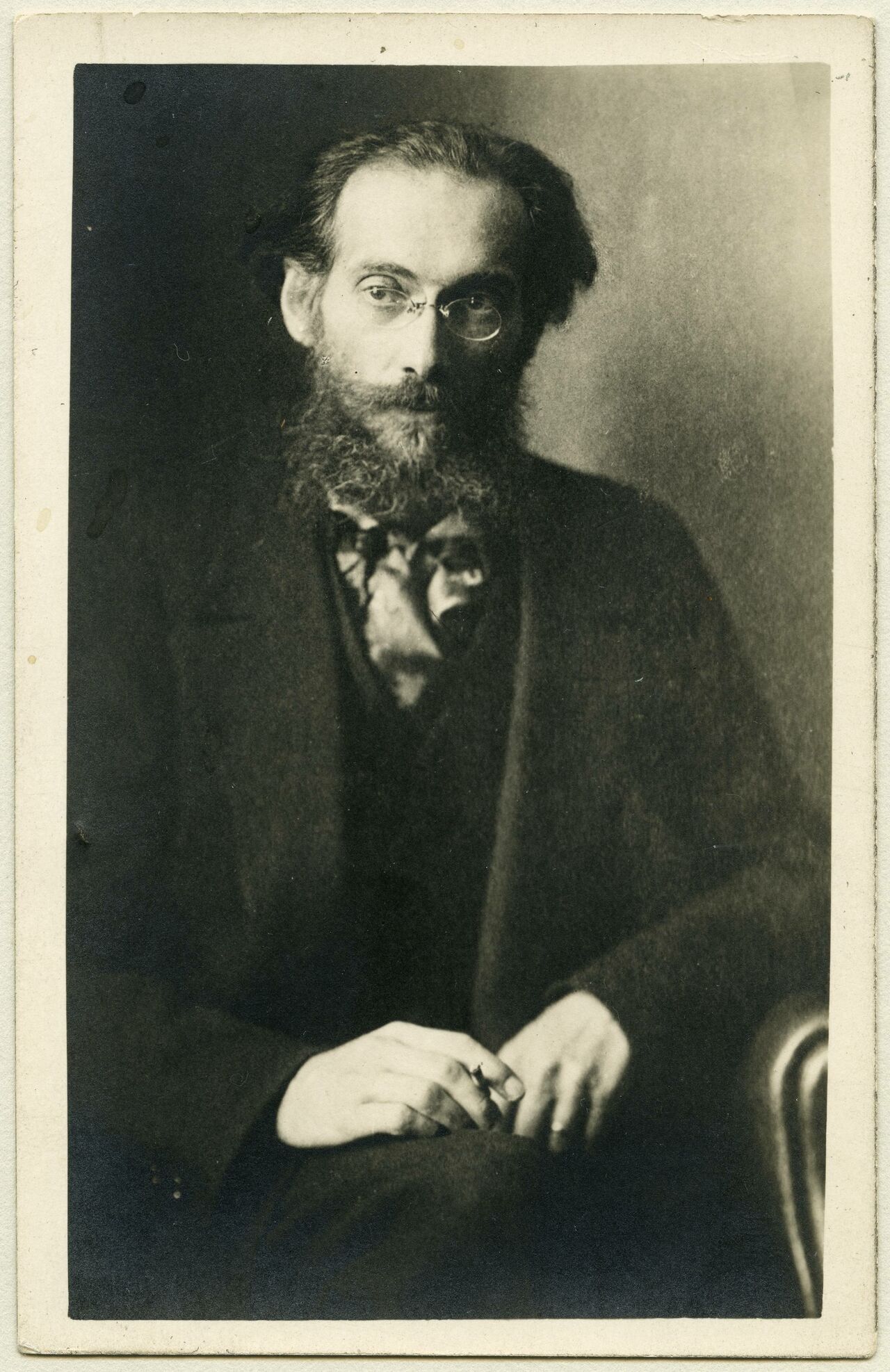 Gustav Landauer (1870-1919), Volksbeauftragte für Volksaufklärung in der ersten Räterepublik, Postkarte / Fotografie, November 1918