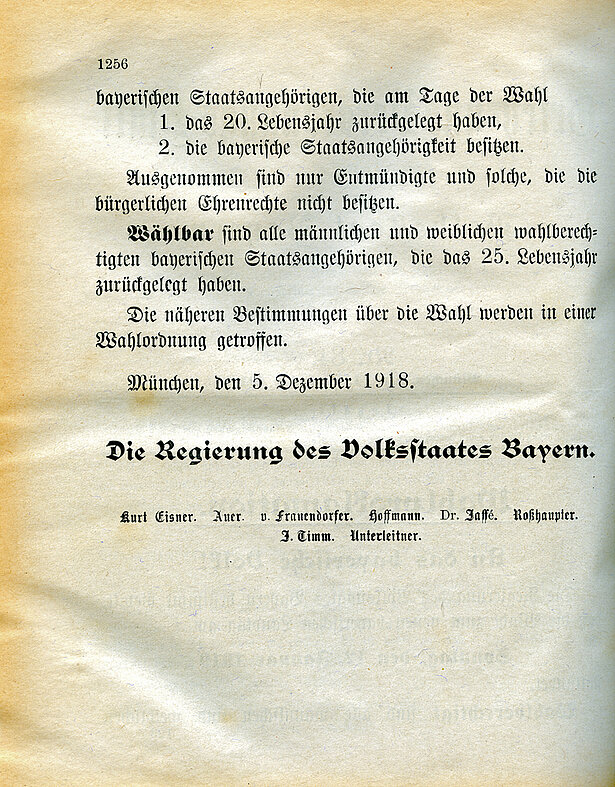 Wahlproklamation vom 5. Dezember 1918 an das bayerische Volk (2. Teil)