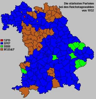 Karte zur Reichstagswahl 1932 in Bayern