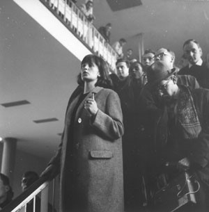 Sigrid Rüger bei Protesten während einer Immatrikulationsfeier am 28.5.1965