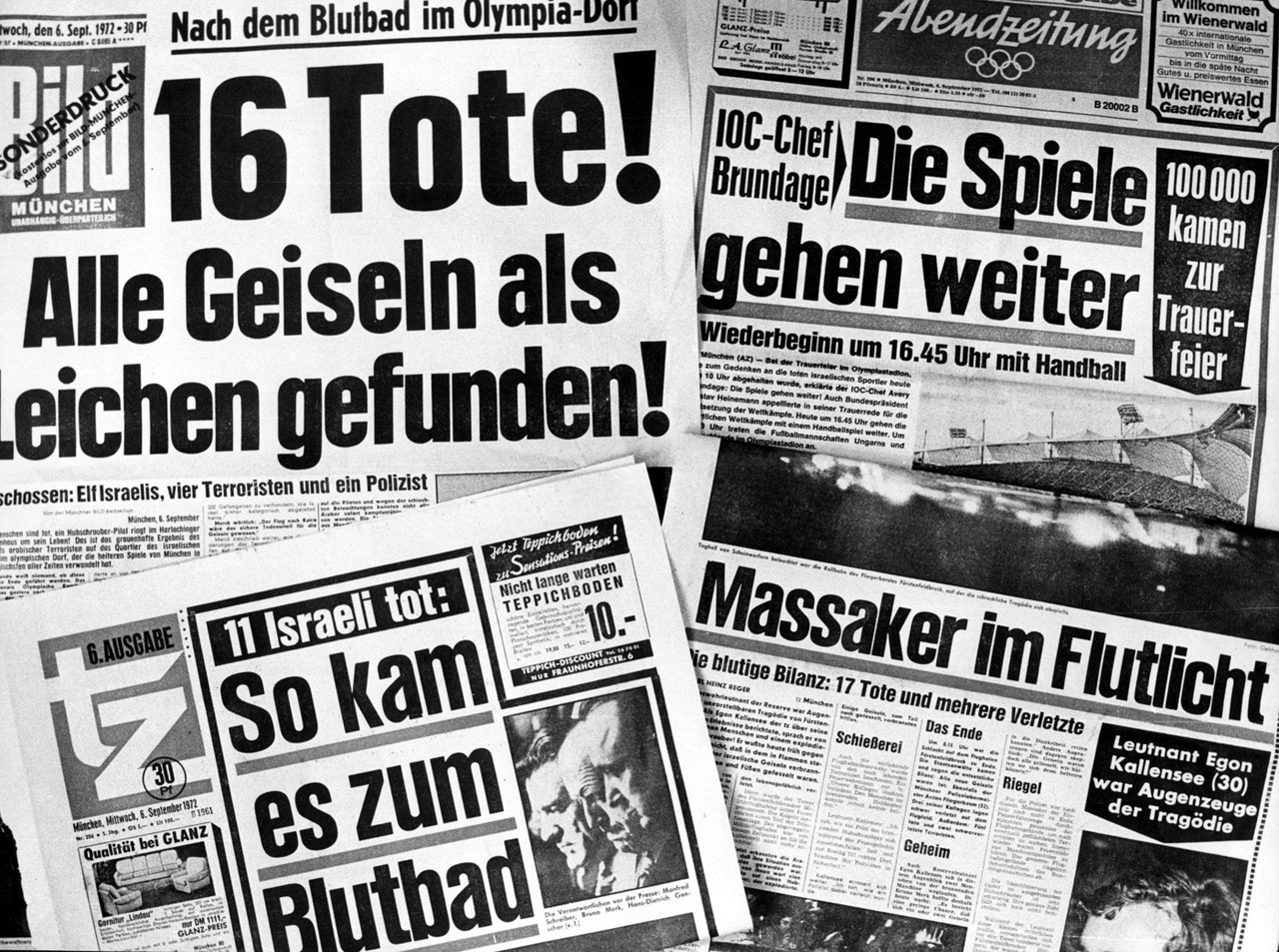Ein Pressespiegel vom 06.09.1972 zum Attentat bei den Olympischen Sommerspielen in München